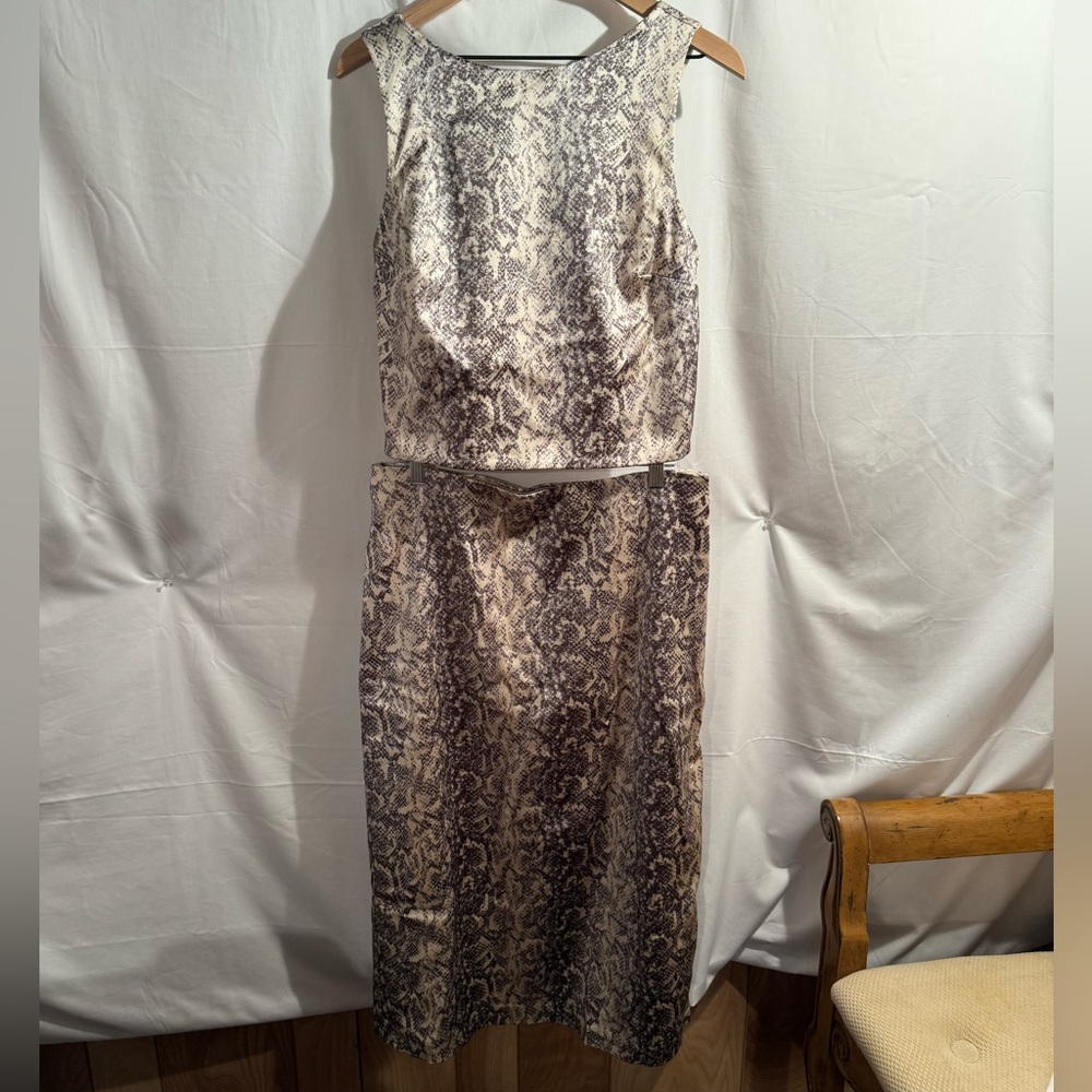 abercrombie & fitch tank top and skirt snakeskin satin set